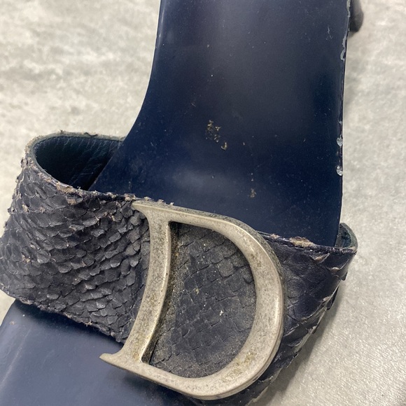 Authentic Rare Dior Clogs Mules Sandals Snakeskin leather CD logo John Galliano - Picture 14 of 15